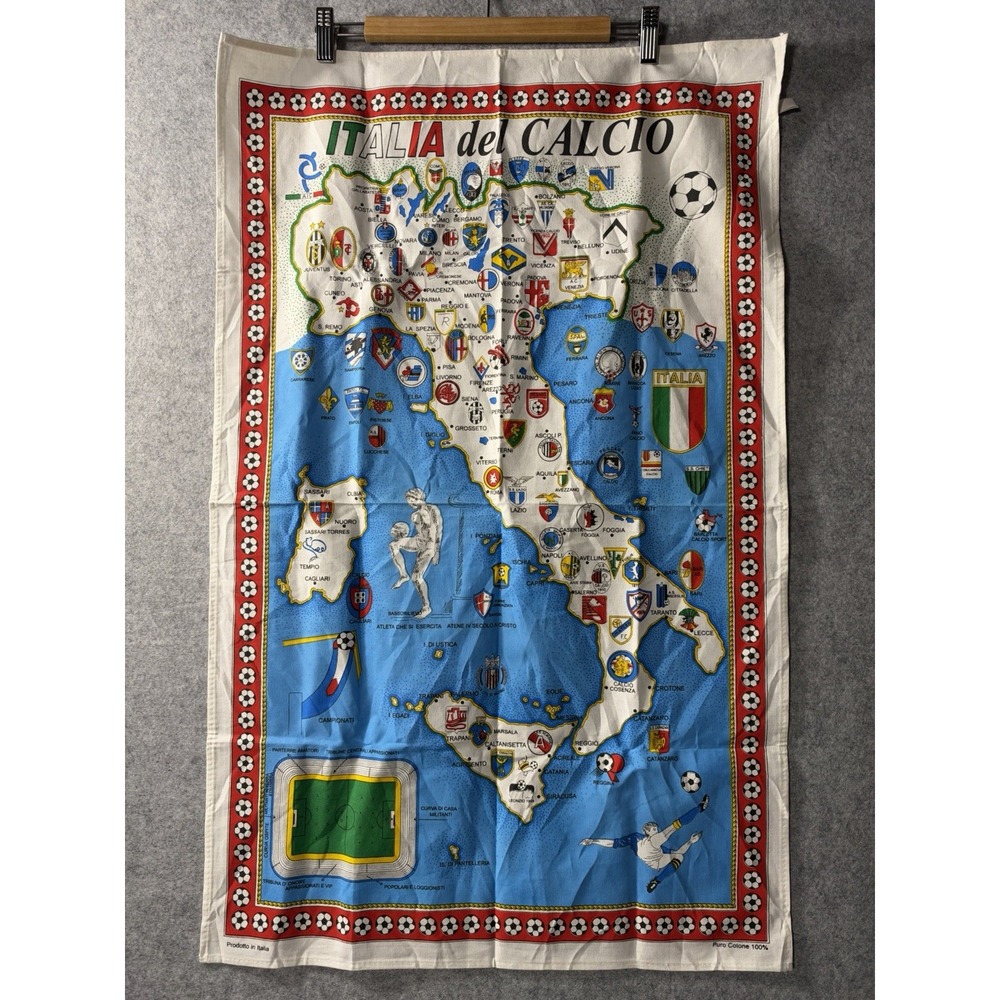 Vintage Italia del Calcio Italian Soccer League Map Cotton Tapestry